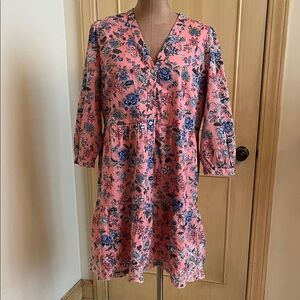 LOFT Cottage Spring Luncheon Garden Field Floral Scallop Eyelet Tiered Dress 12